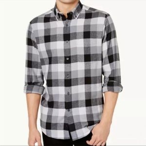 Men’s Club Room Gray Button Down Plaid Flannel Shirt Size XXL -Retail $3…